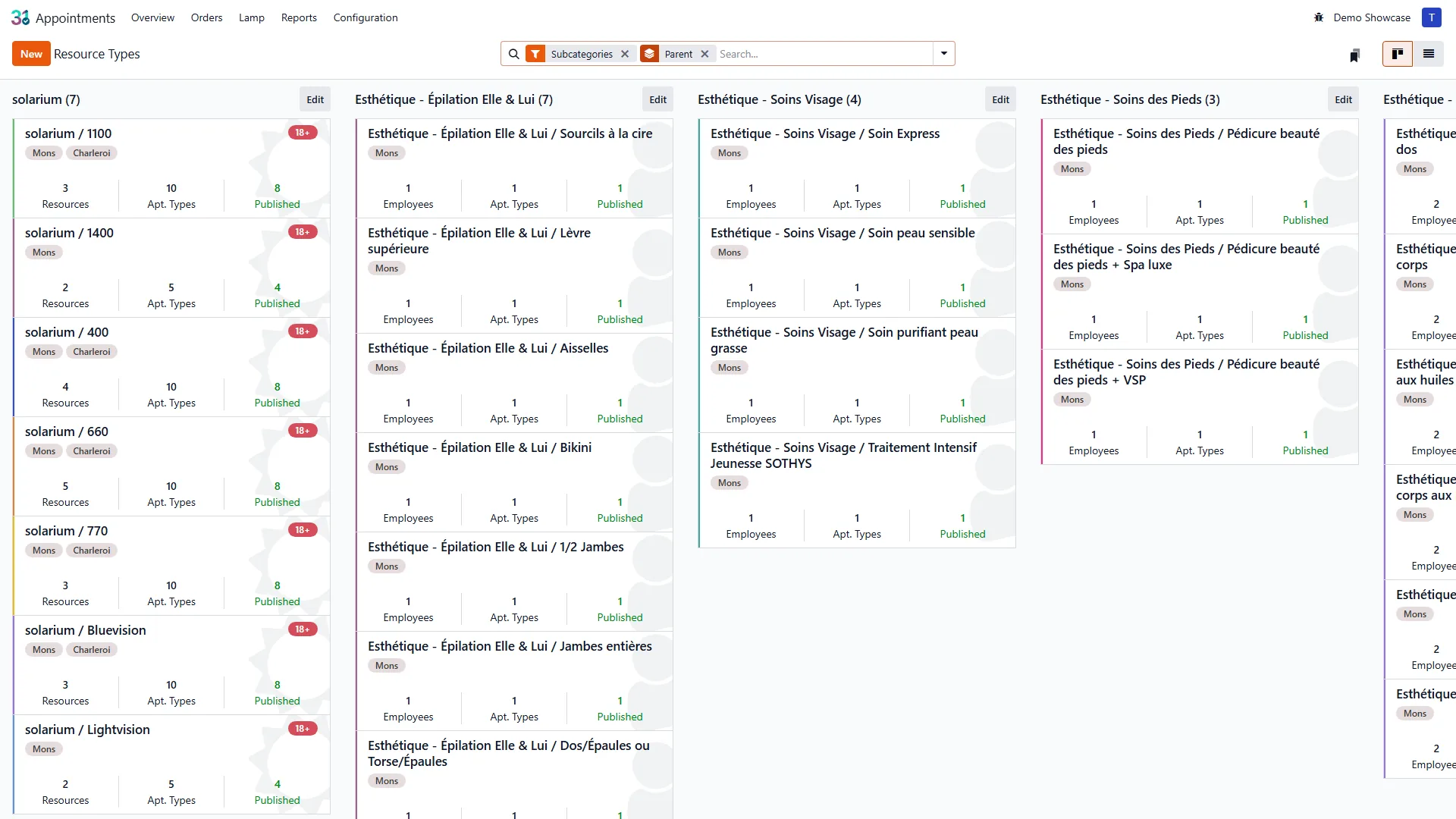 Solaryx Konfiguration der Ressourcentypen