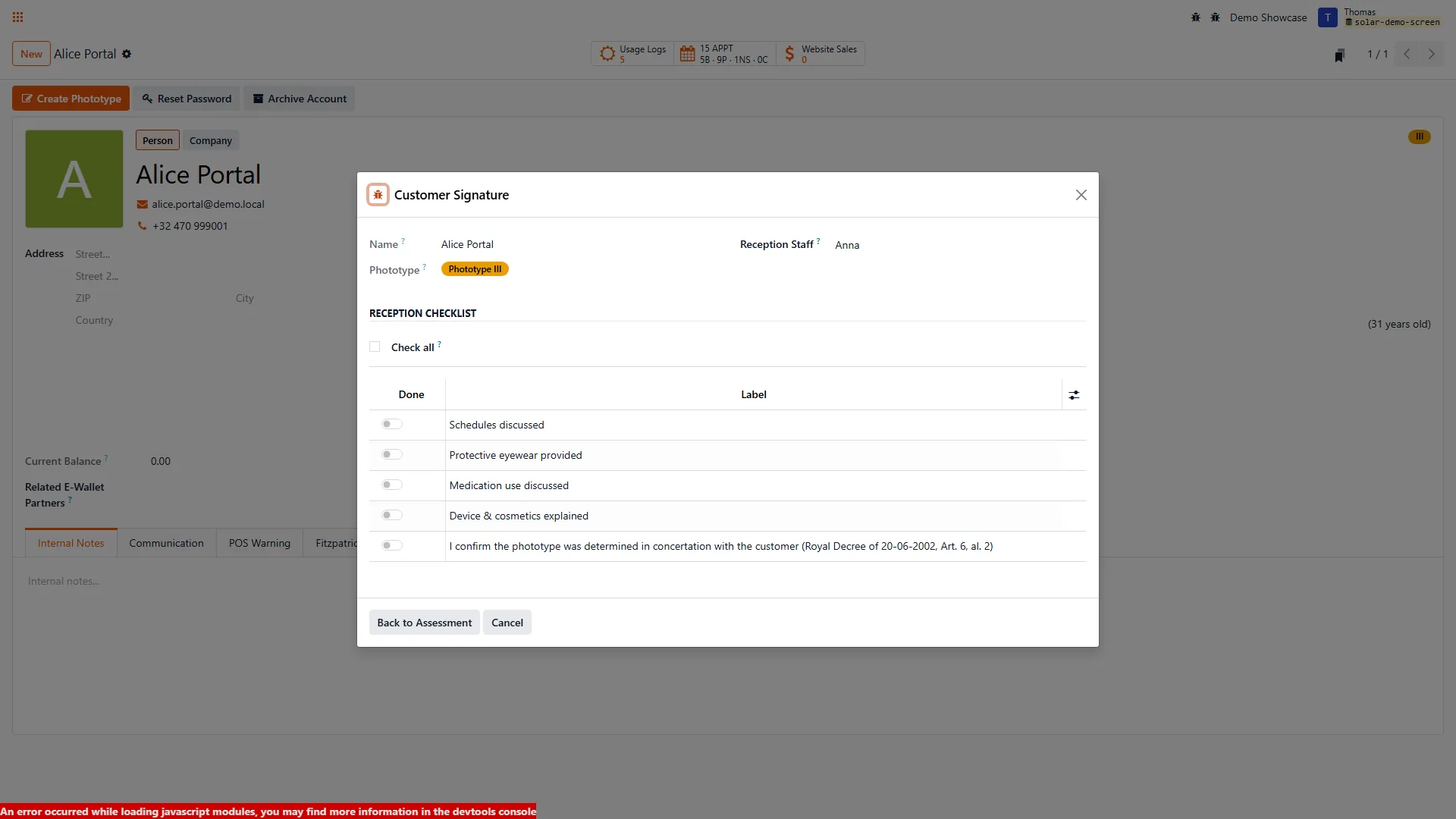Solaryx Online-Hauttyp-Unterschrift