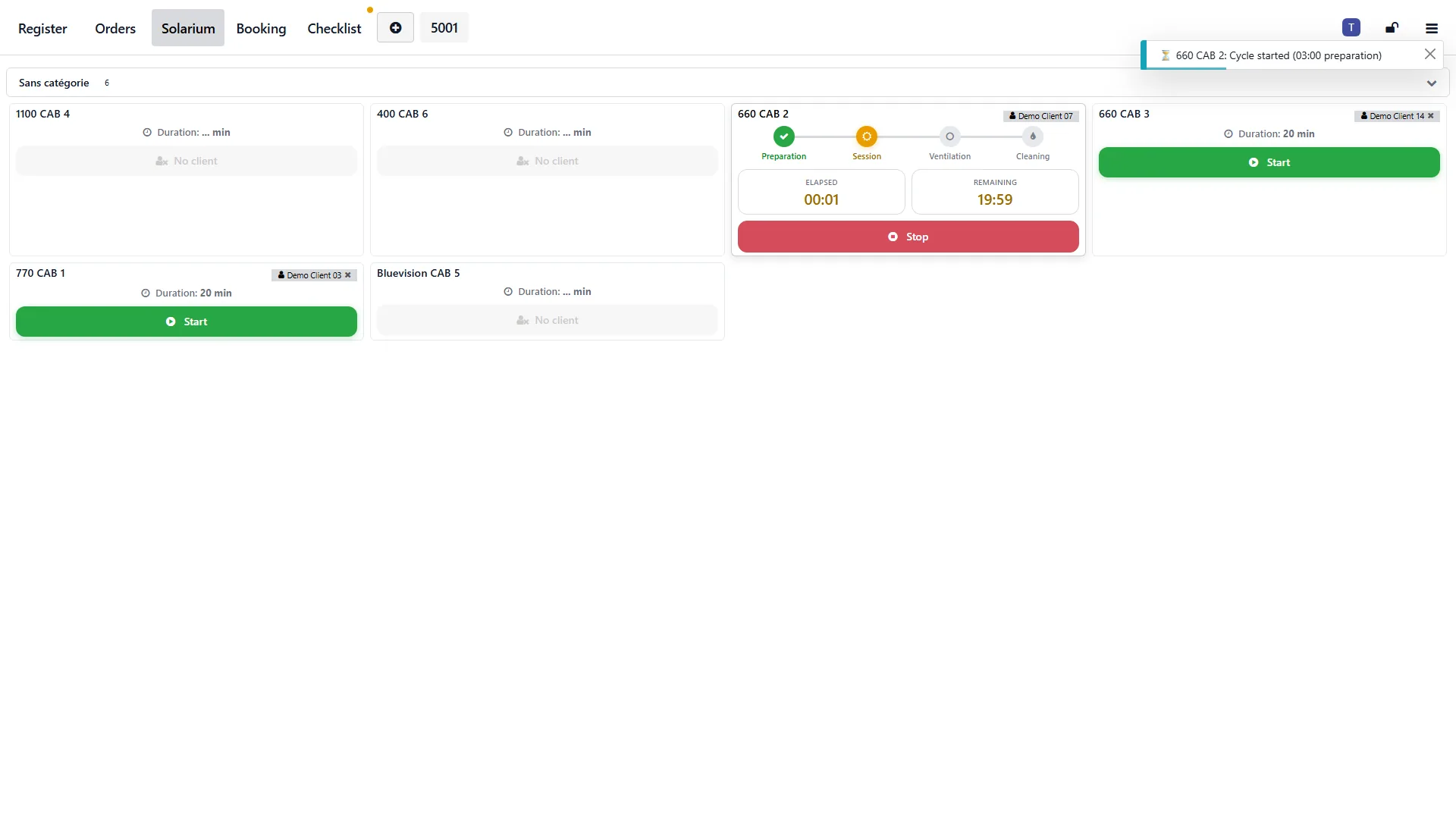 Solaryx timer voor de lopende zonnebanksessie