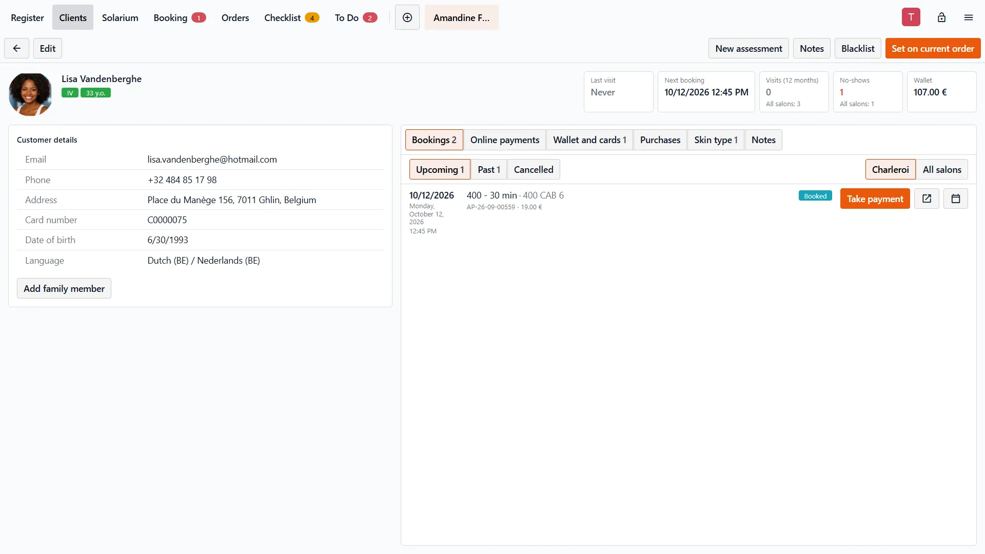 Solaryx customer file at the register