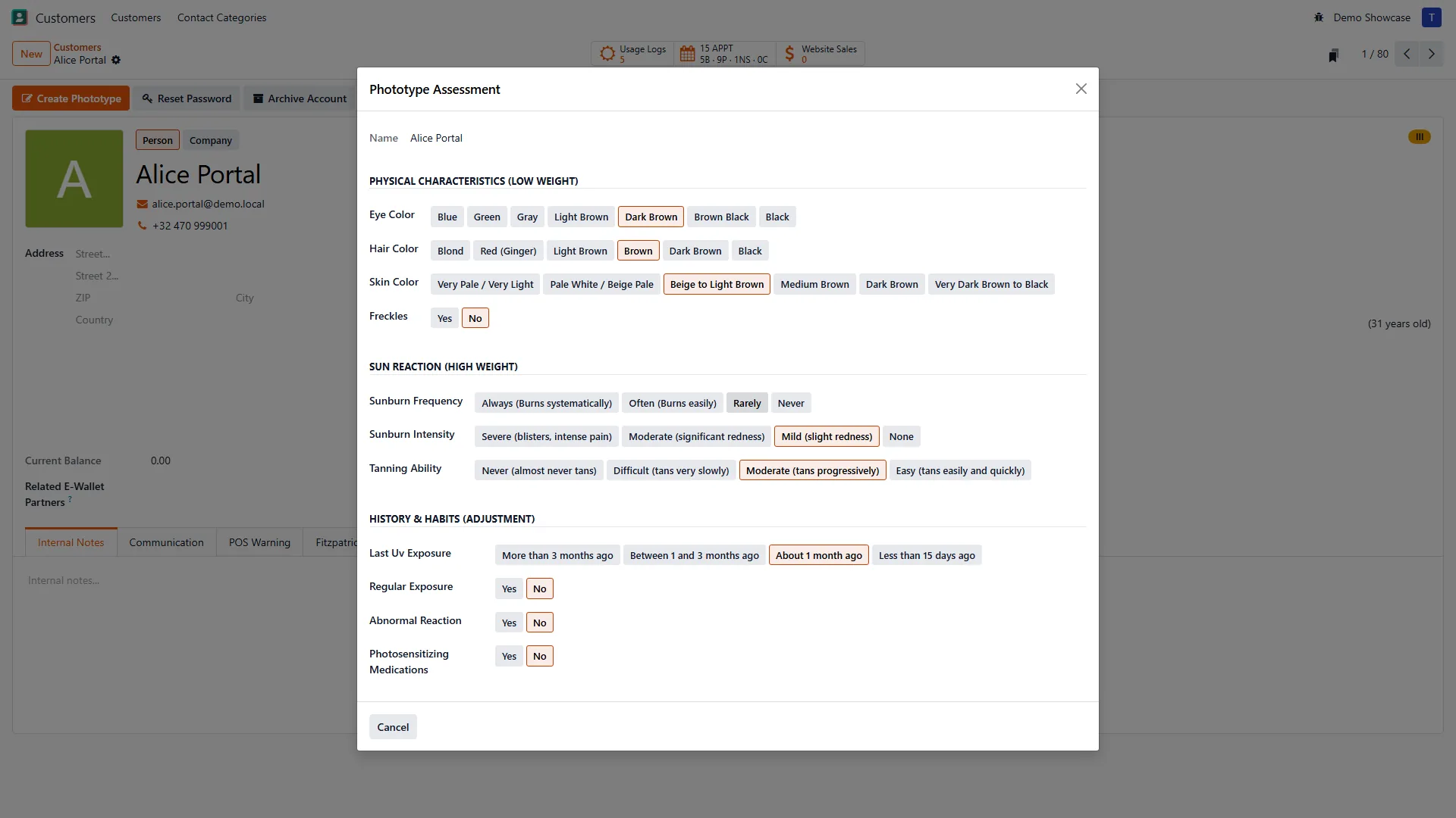 Solaryx phototype assessment